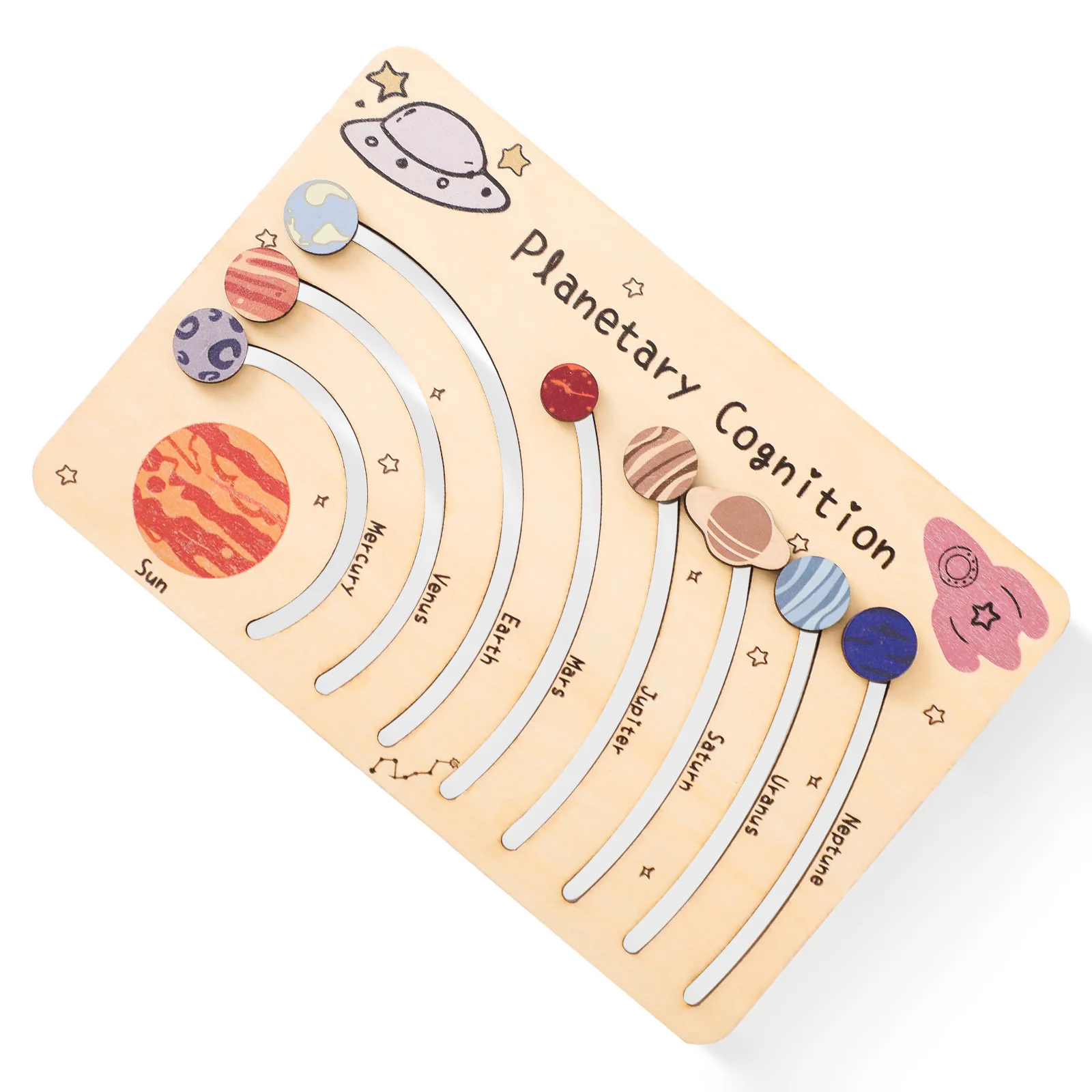Wooden Puzzle Toys Movable Orbital Solar System Model Science Toys Set Montessori Planets Science Educational Puzzle Toys Gifts 6