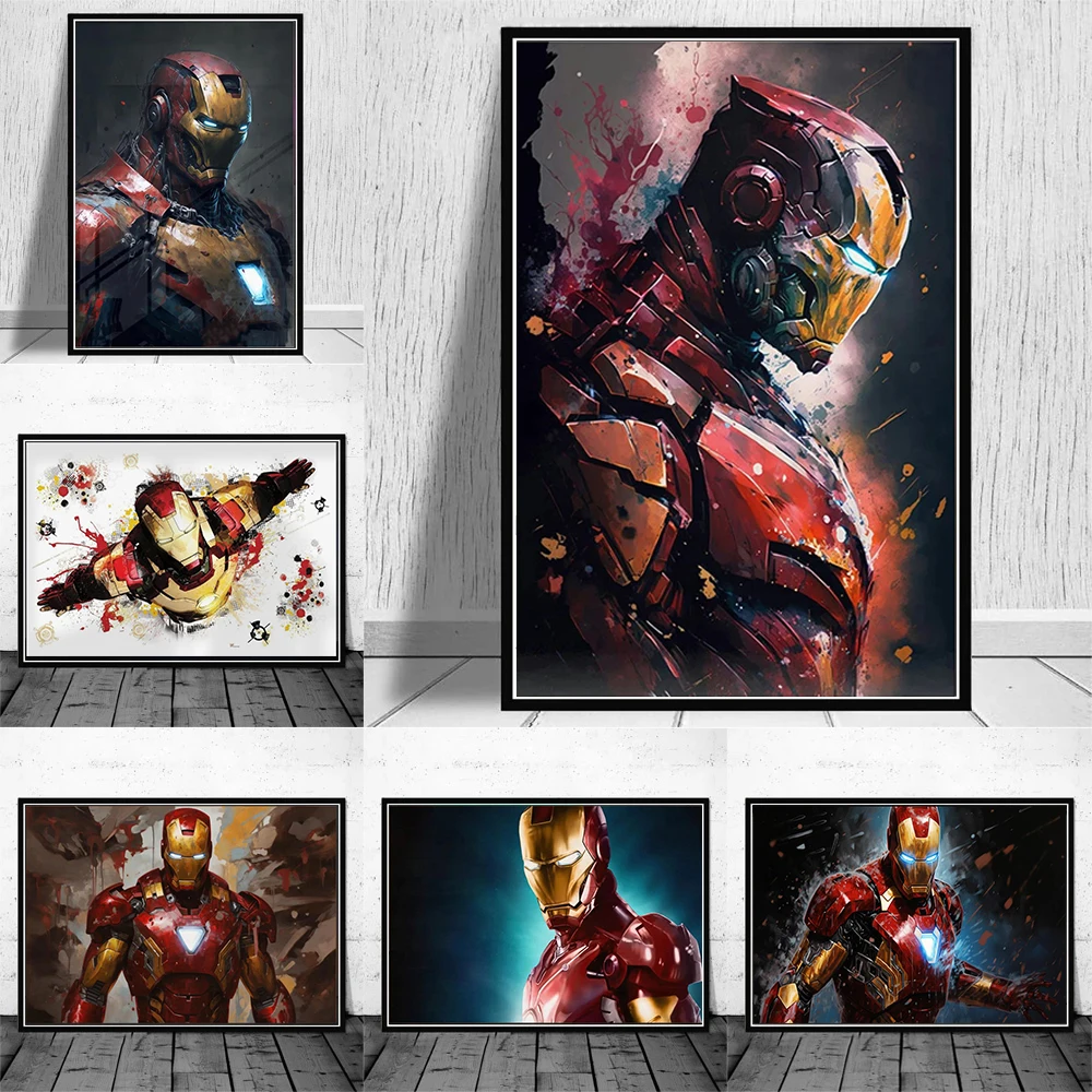 

DC Movie Hero Iron Man Movie Posters Watercolor Paintings Canvas Fashion Pop Prints Wall Art Modern Home Living Room Decor Gifts