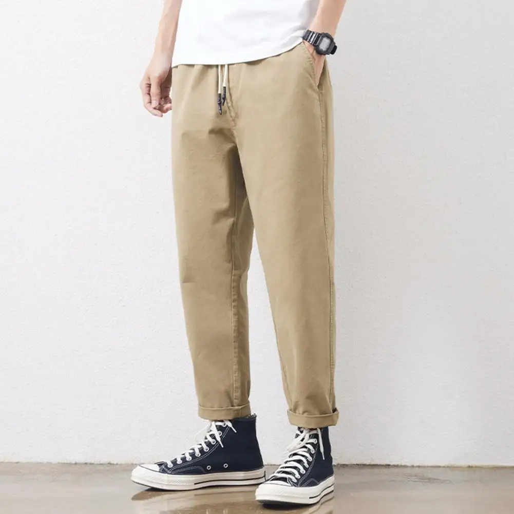 

Men Trousers Elastic Waist Men Cargo Pants Ninth Pants Summer Trousers