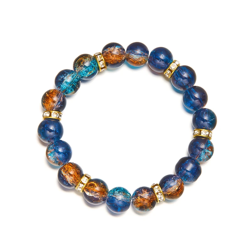 Koreanisches Kristallglas-Perlenarmband für Frauen Luxuriöses Buntes Perlen-Elastikarmband Handgefertigter Original-Schmuck Geschenk – Detail 16