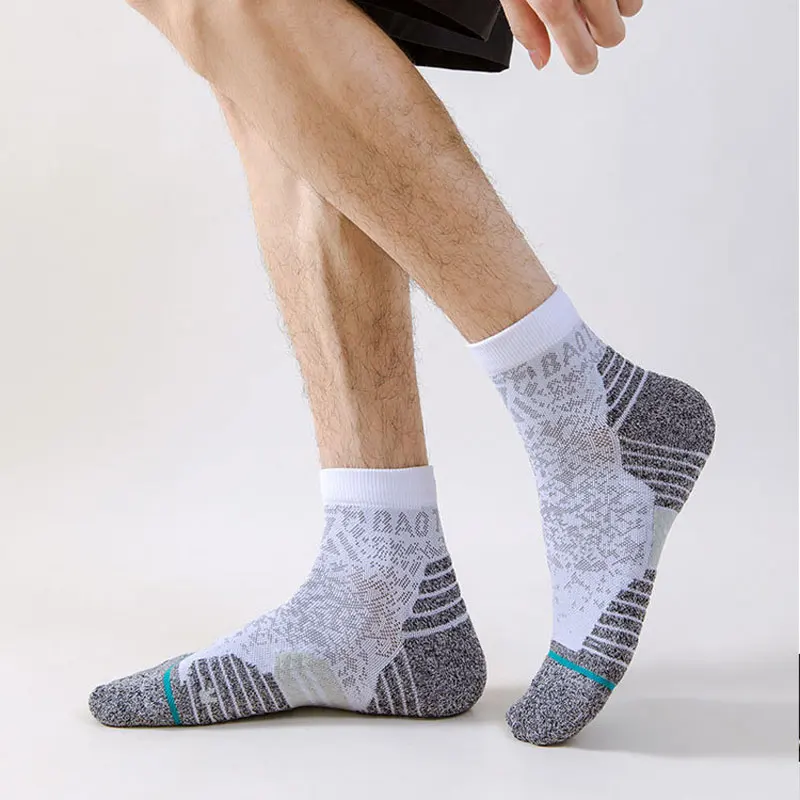 3Pairs Professional Marathon Running Fitness Socks Men Women Sweat-absorbent Anti-friction Breathable Compression Quarter Socks