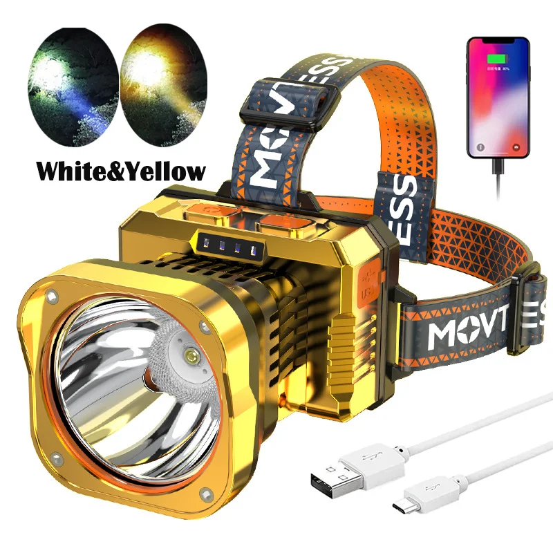 

NEW LED Strong Headlight Type-C Charging Super Bright Rechargeable Head Lamp Night Fishing Home Work Mine Light Field Long Shot