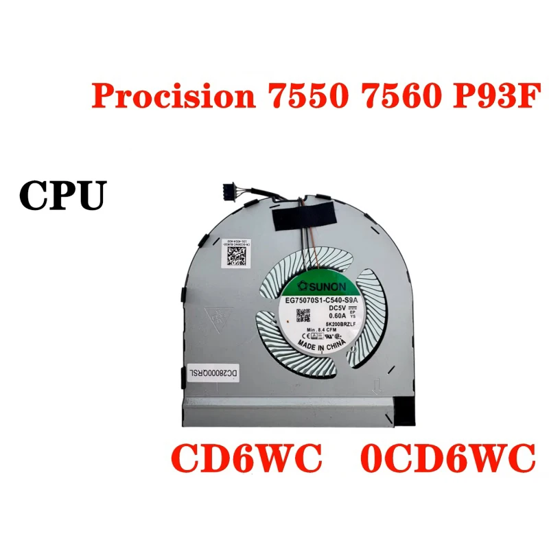 NEW ORIGINAL Laptop CPU GPU Cooling Fan For DELL Precision 7550 7560 M7550 M7560 P93F CD6WC 0CD6WC 0M06D7 M06D7