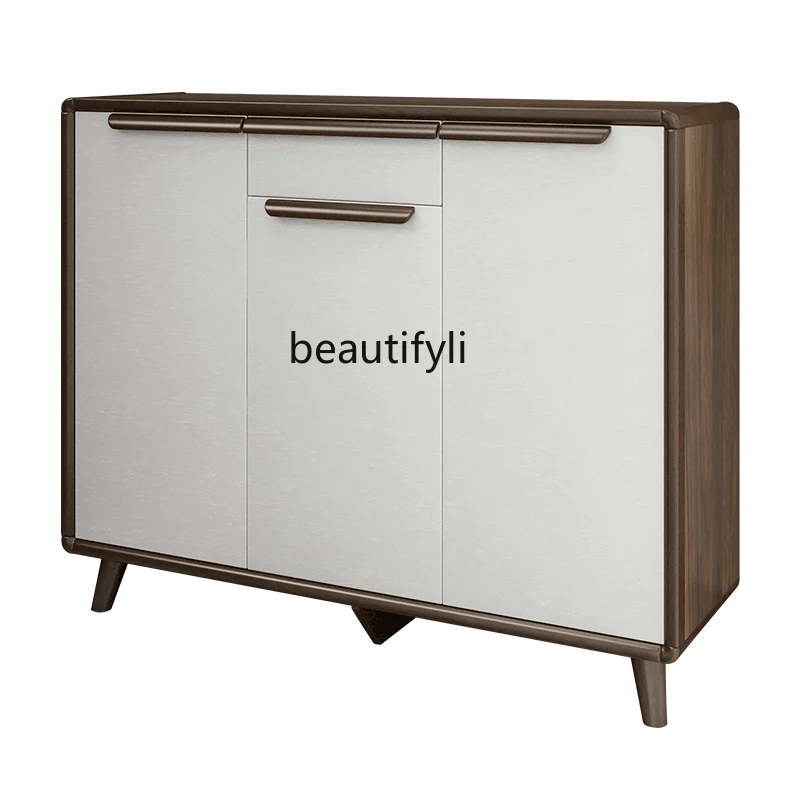 

zqNordic Solid Wood Shoe Cabinet Household Multi-Functional Entrance Cabinet Door Balcony Storage Locker