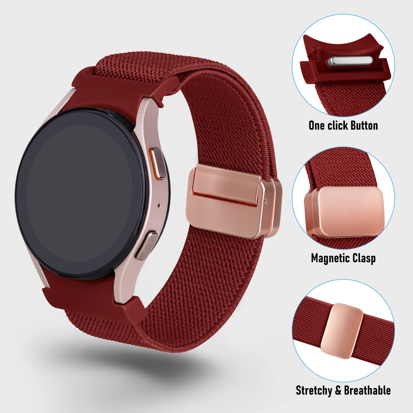No Gaps Nylon Band For Samsung Galaxy Watch 6 strap magnetic 20mm bracelet Galaxy watch 6 4 classic 5 pro 47mm 43mm 44mm 40mm