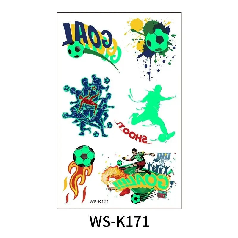 Football Luminous Tattoos for Kids Soccer Ball Temporary Tattoo Sticker Glow In The Dark Football Birthday Party Supplies football party toys