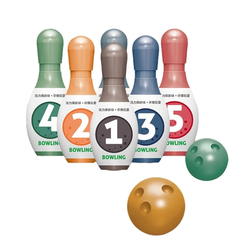 

Educational Bowling Set for Kids Number Learning Toy 6 Bowling Pins & 2 Balls for Toddlers Active Party Game