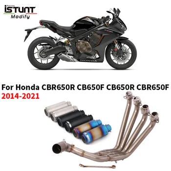Slip On For Honda CB650F CB650R CBR650 CBR650F 2014-2022 Motorcycle Exhaust Full system Front Mid Link Pipe 50.8mm Espace Moto