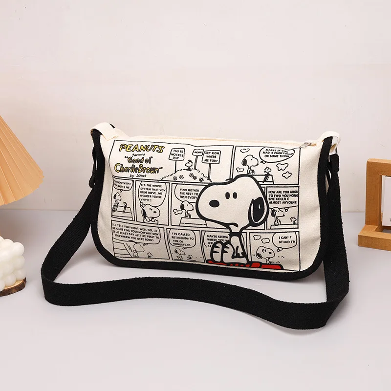 

Холщовая сумка-мессенджер с мультяшным аниме Snoopy, креативная сумка через плечо, повседневная сумка большой вместимости, сумки через плечо для пары, подарок