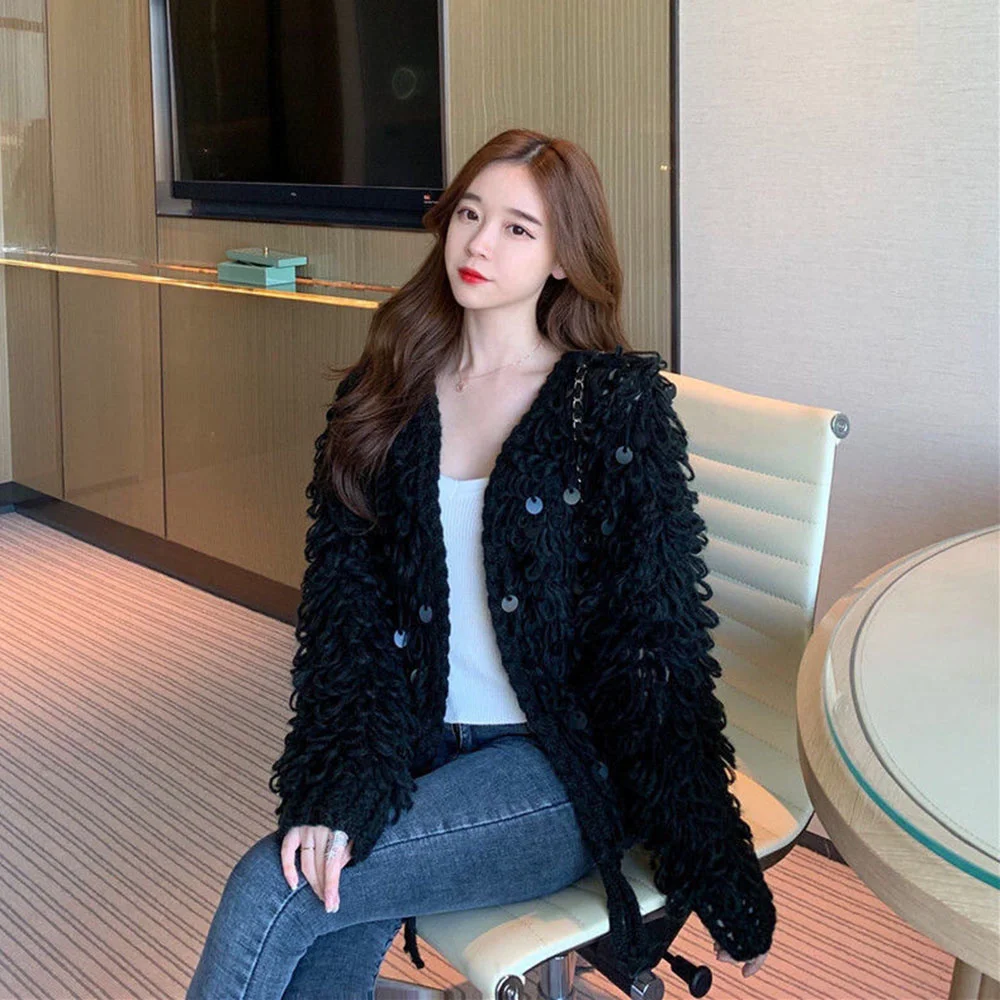 レディースニットジャケット アウター ルーズサイズ 韓国 s6255 ニット オーバーサイズ カーディガン レディース 韓国