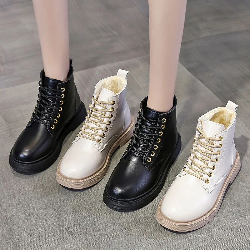 2022 Spring Autumn Ankle Boots Female Student Black Short Boots Female British Boots Wild Retro Artificial Leather Boots Female