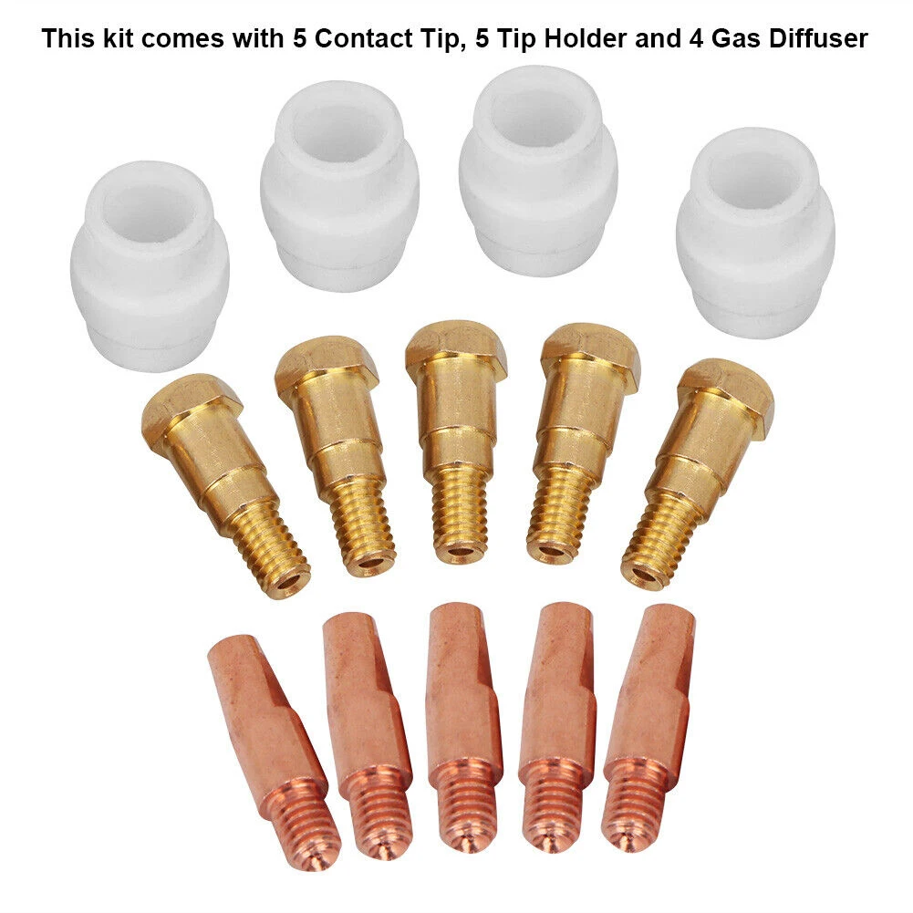 24KD Contact Tip Gas Diffuser Tip Holder Kit For Binzel 24KD MIG Welding Torch 0.8mm 11pcs MIG Torch Welding Nozzles 