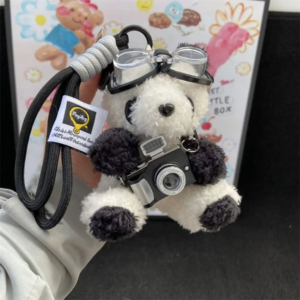 Key Accessories With Glasses Pilot Bear Keychain Animals Camera Panda Keychain Stuffed Cute Bear Bag Pendant Bag Charm