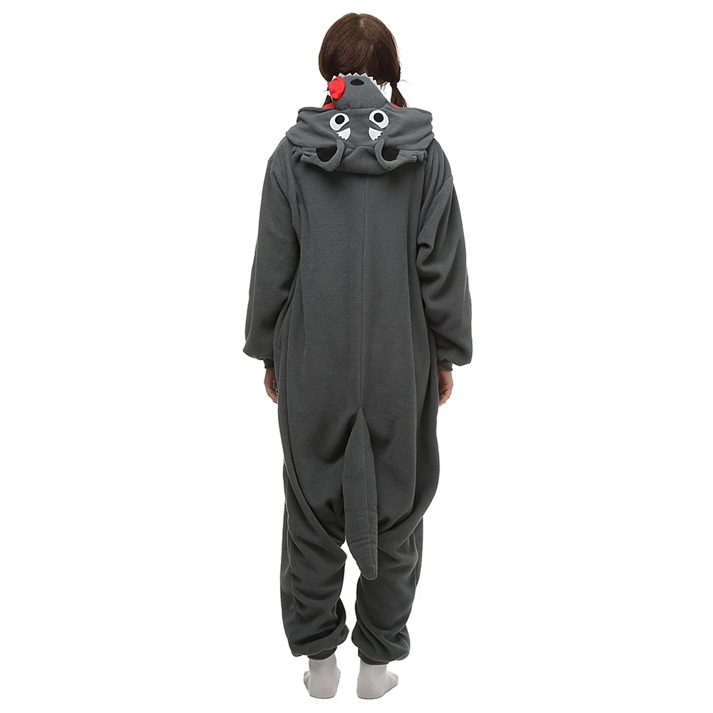 New Grey Wolf Costume Adult Animal Kigurumi Wolf Onesies Hooded Pajamas Halloween Cosplay Costume Jumpsuit Winter Warm Sleepwear