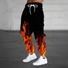 Winter New Thick Warm Pants 2024 New Fashion 3D Flame Print Sweatpants Men Large Size Loose Casual Pocket Drawstring Sweatpants 1