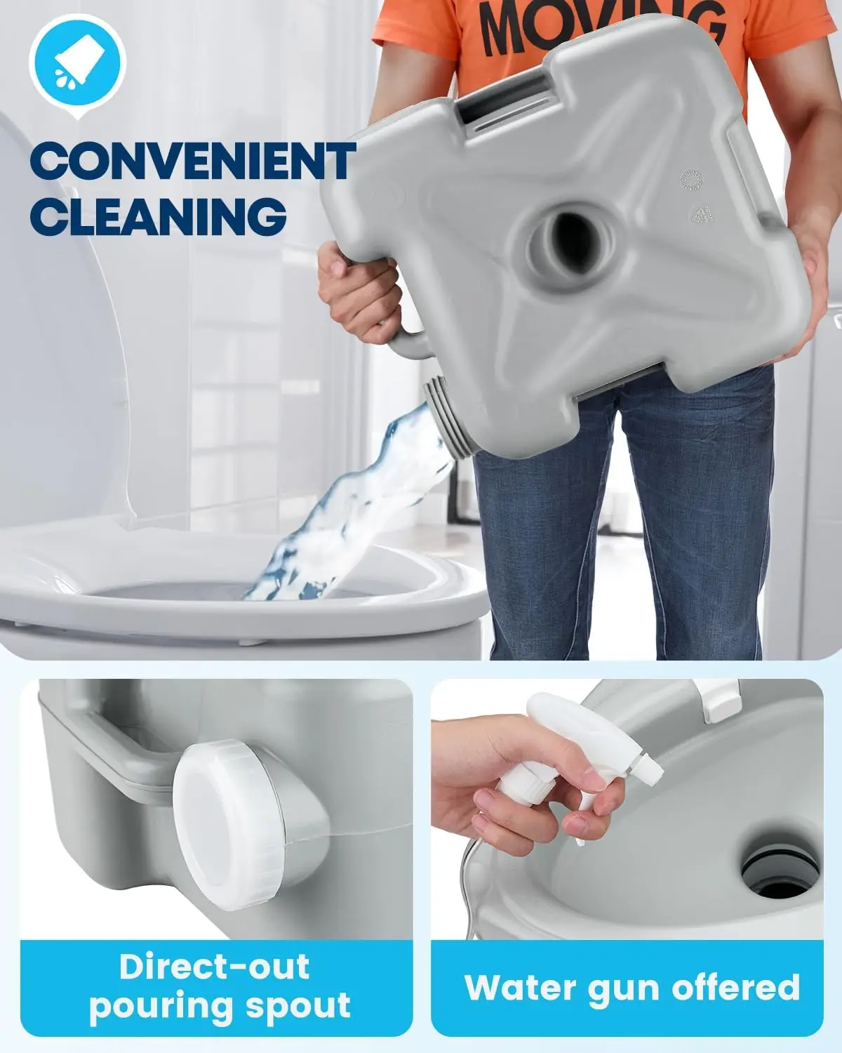 Camping Toilet Portable 5.3 Gal 20L Porta Potty for Adults