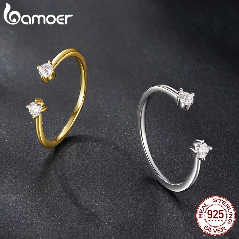 BAMOER Moissanite White Gold Plated Adjustable Ring 925 Sterling Silver Exquisite Open Ring for Women Fine Jewelry Gift 3