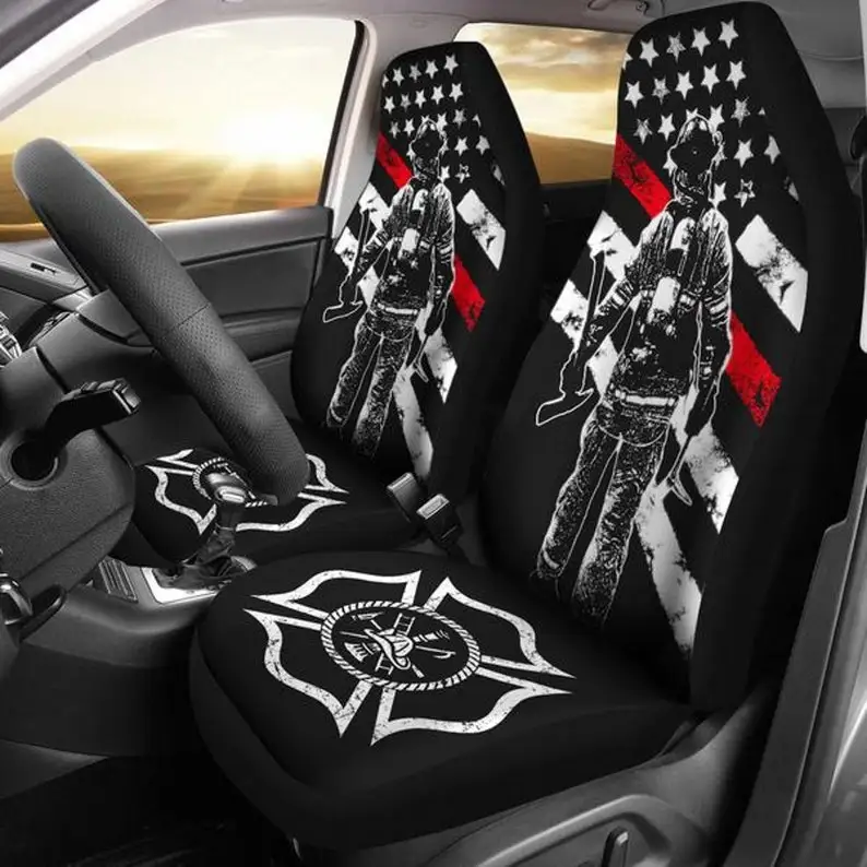

Thin Red Line, Firefighter Gift, Firefighter Wife-Car Seat Covers, Car Accessories, Gift for Her, Custom Seat Covers, Custom Mad