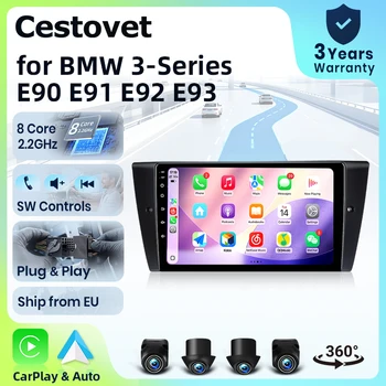 Radio para Auto Cestovet 8 Core 4G WiFi para BMW Serie 3 E90 E91 E92 E93 con Pantalla IPS, CarPlay, Android Auto, GPS, Navegador, Estéreo, SWC, BT, FM, AM, RDS, DSP, 2Din, Mirror Link, Reproductor Multimedia, Chat de Voz con IA, Cámara 360 Opcional, Actualización OTA, Unidad Principal 1