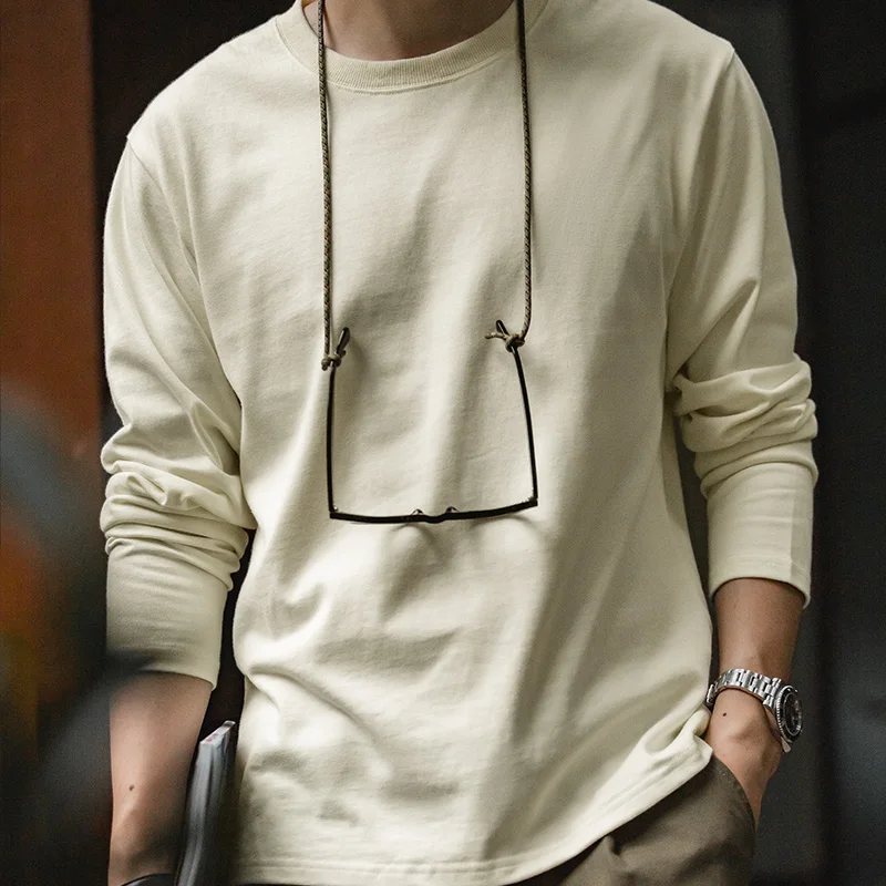 Maden الأساسية طويلة الأكمام القطن تي شيرت للرجال...