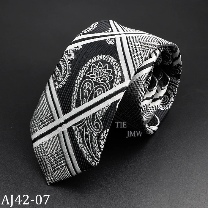 6 cm schwarze Polyester-Krawatte für Herren, kariert, gestreift, Paisley-Blumenmuster, Krawatte für Hochzeit, Business, Bräutigam, formelle Anlässe, Kragen-Accessoires, Geschenk – Detail 12