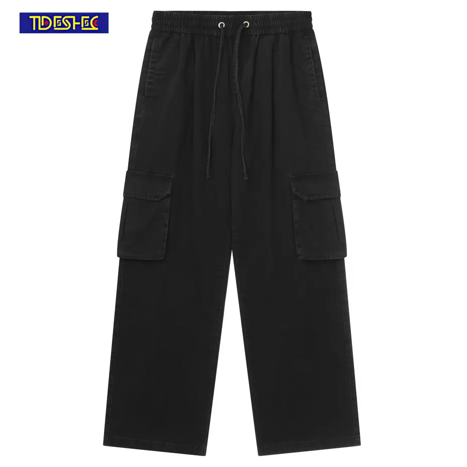 

Hip Hop 2023 Vintage Cargo Pants Baggy Jeans Men Fashion Streetwear Pockets Wide Leg Straight Y2k Casual Denim Trousers Overalls