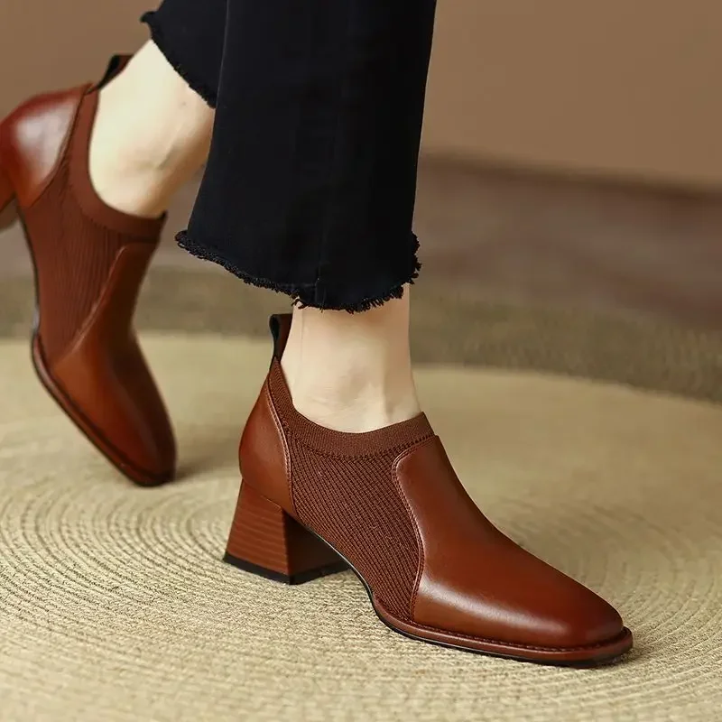 2023 New Women Pumps Shoes Genuine Leather Office Lady High-Quality Elegant Shoes Lagre Size Comfortable Heels Shoes for Women
