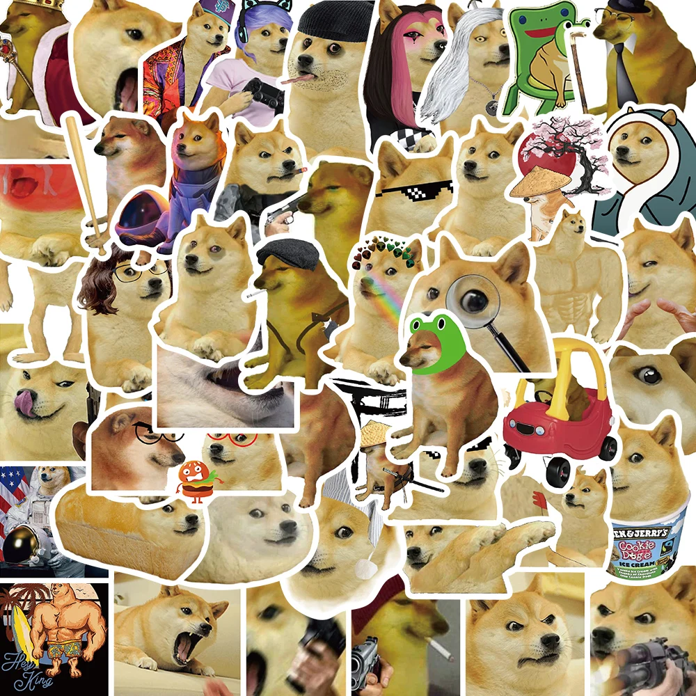 

10/50PCS Doge MEME Funny Stickers Vintage For Hot DIY Kids Notebook Luggage Motorcycle Laptop Refrigerator Decals Graffiti Toys