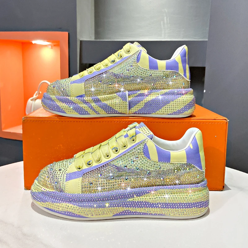 

2023 Luxury Sneakers Woman Casual Vulcanized Shoes New Fashion Shining Thick Bottom Designer Chunky Sneakers Women Basket Femme