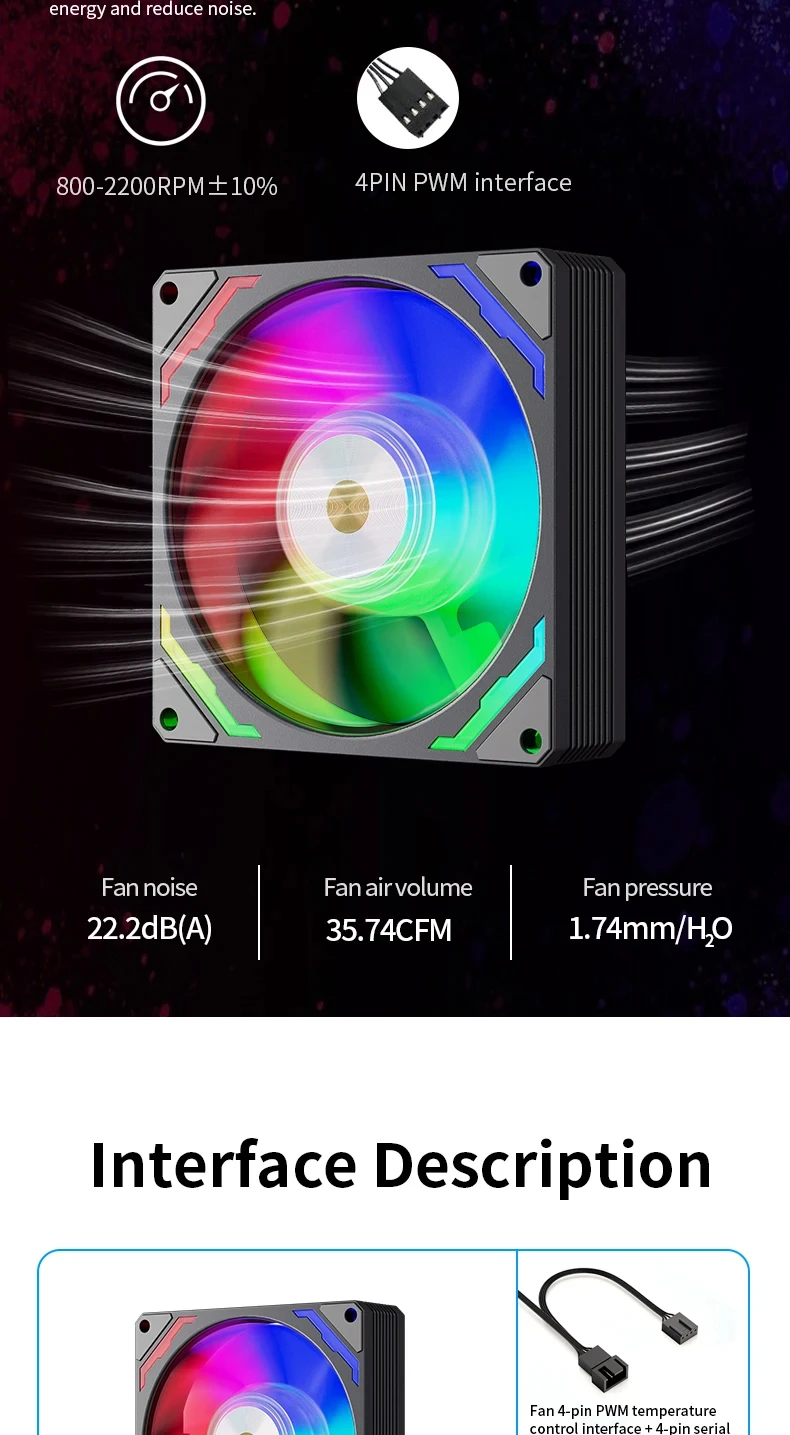 AF-925 ARGB PC Fan PC Radiator Cooling Fan 92mm ITX Computer Case Fans 9cm Chass
