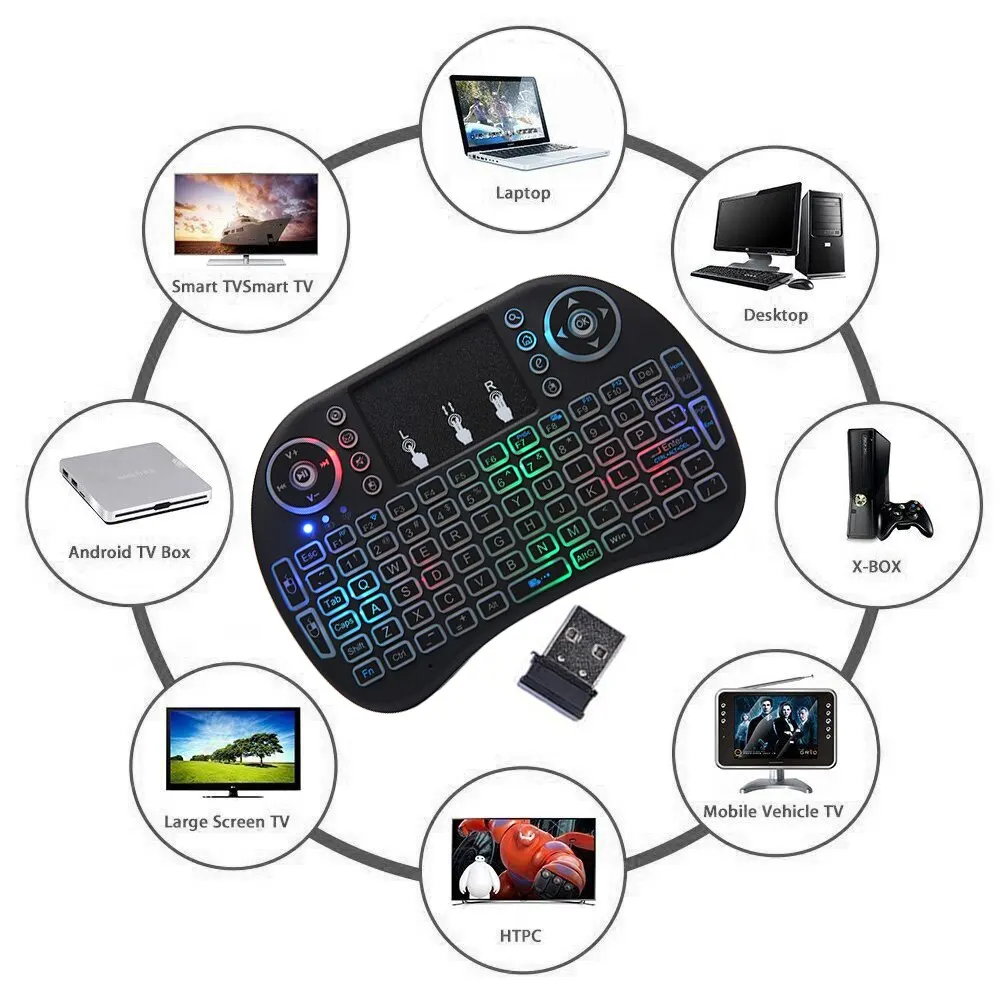 wireless keyboard Backlit I8 Mini 2.4GHz Air Mouse Touchpad Handheld for Android TV BOX Mini PC