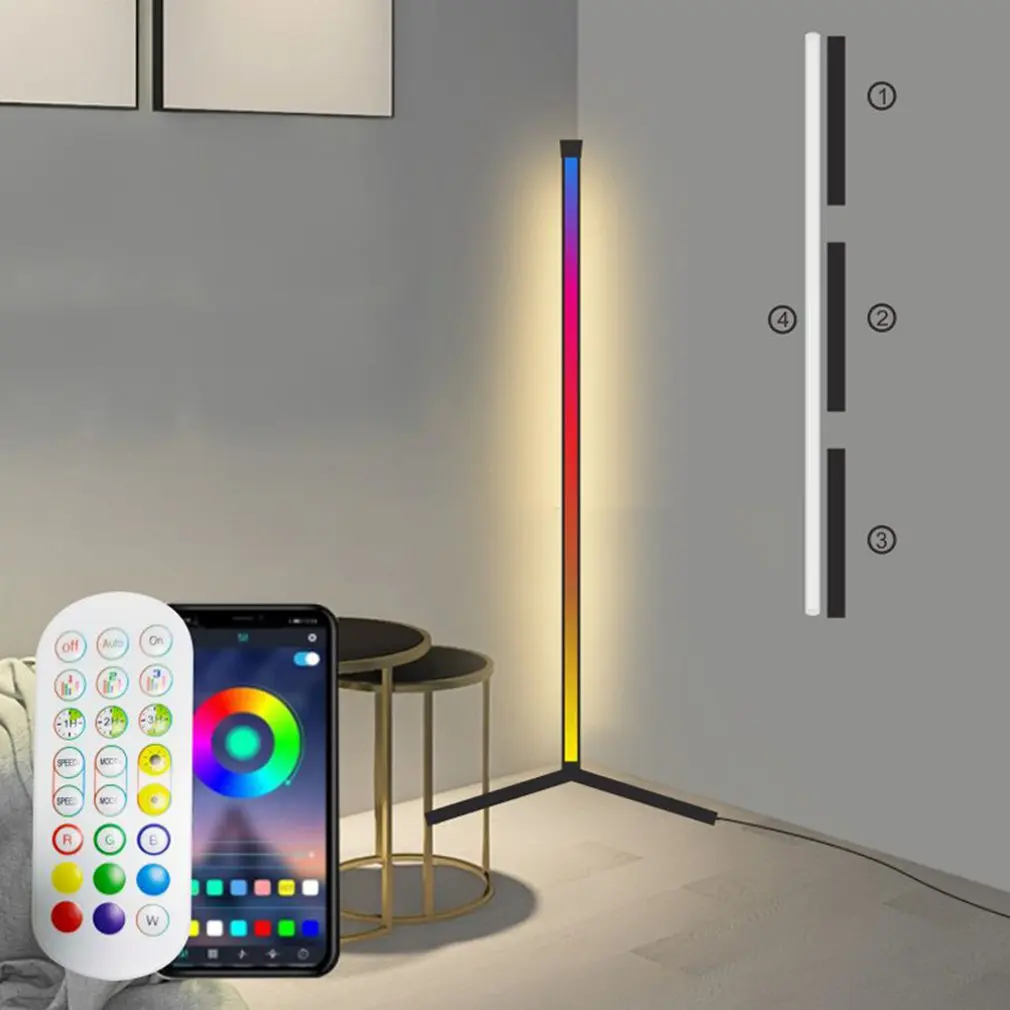 

Floor Lamp RGB-Changing Dimmable With APP And Remote Control Colorful Lamp 60" Corner Decoration Lamp For Living Room Bedroom