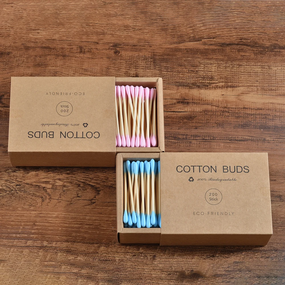 2000Pcs Color Mix Double Head Bamboo Cotton Buds Adults Makeup Cotton Swab Eco Friendly Wood Sticks Nose Ears Cleaning Tools 4