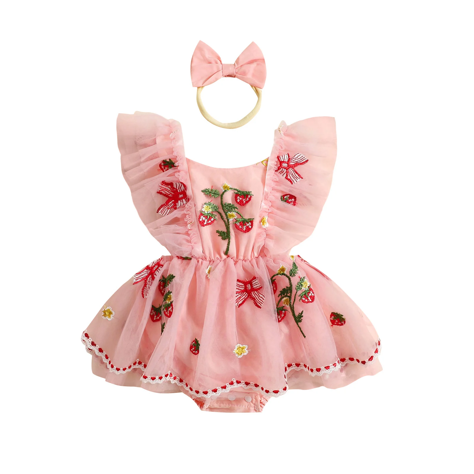 Robe Complète Bébé Fille - Jupe + Grenouillère + Bandeau, Manches Longues, Imprimé Dessin Animé