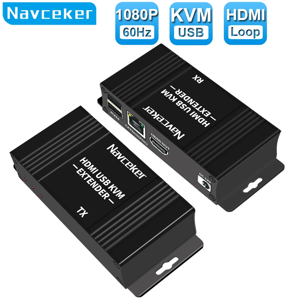 2023 Hdmi Kvm Extender Rj45 Hdmi Usb Extender 60M Su Cat5E/Cat6 Poc Hdmi Extender Mouse Trasmettitore Ricevitore Per Pc Computer