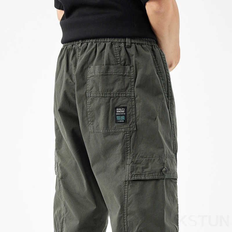 Men Cargo Pants Elastic Waist Loose Jogger Male Casual Harem Pants Sweatpants Hip Hop Sports