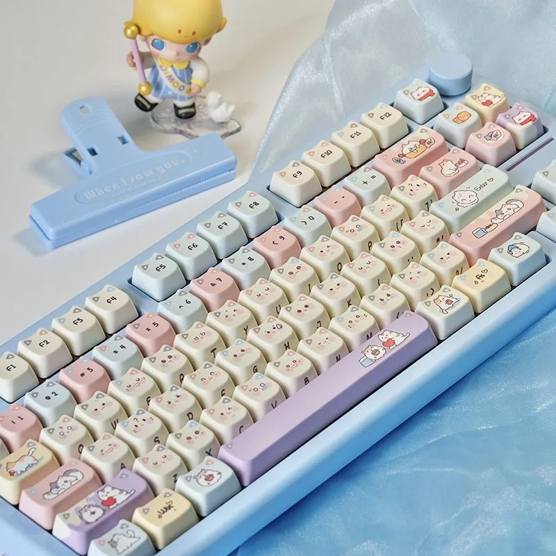 Kawaii Cat Party Pastel Mao Profile Keycaps (125 Keys)