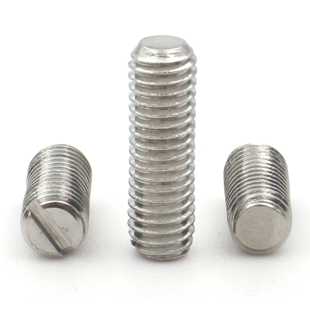 Socket Cap Head Screw 10-50pcs M1.6 M2 M2.5 M3 M4 M5 M6 M8 304 Stainless Steel Slotted Head Flat Point Set Grub Screw Headless Set Screws