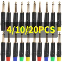 4/10/20pcs 6.3MM MONO PLUG Gold RCA Plugs - Coaxial AV Audio Video Solder Connectors for Speaker Amplifier PC 1
