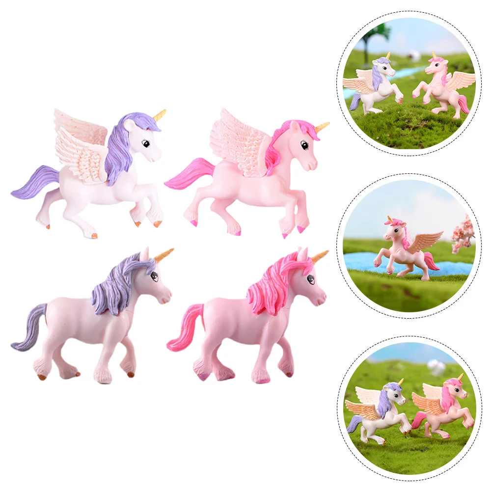 

4pcs Miniature Animals Bonsai Unicorn Models Mini Unicorn Ornaments