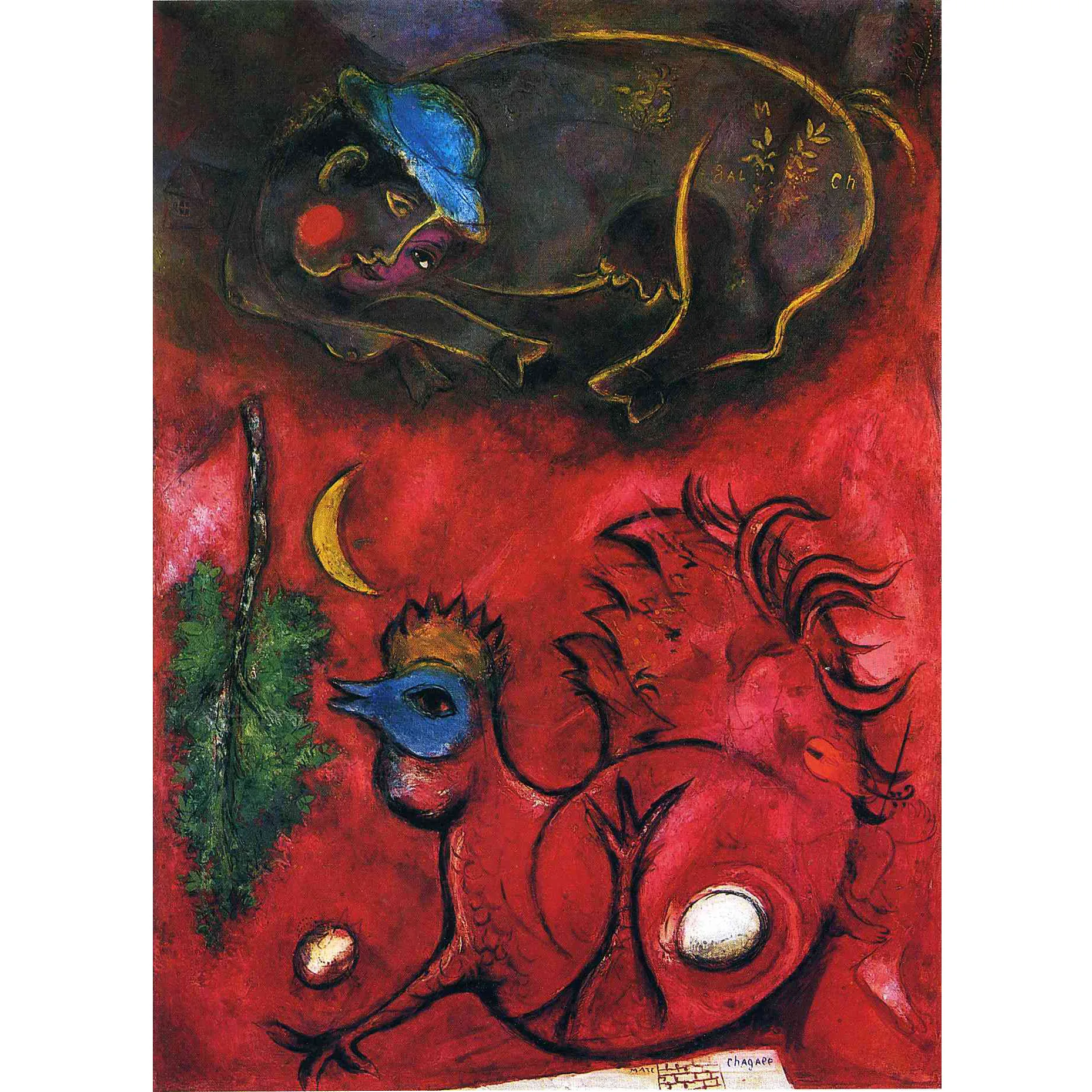 

Handmade high quality reproduction of Listening to the Cock by Marc Chagall wall art canvas painting for living room Home decor