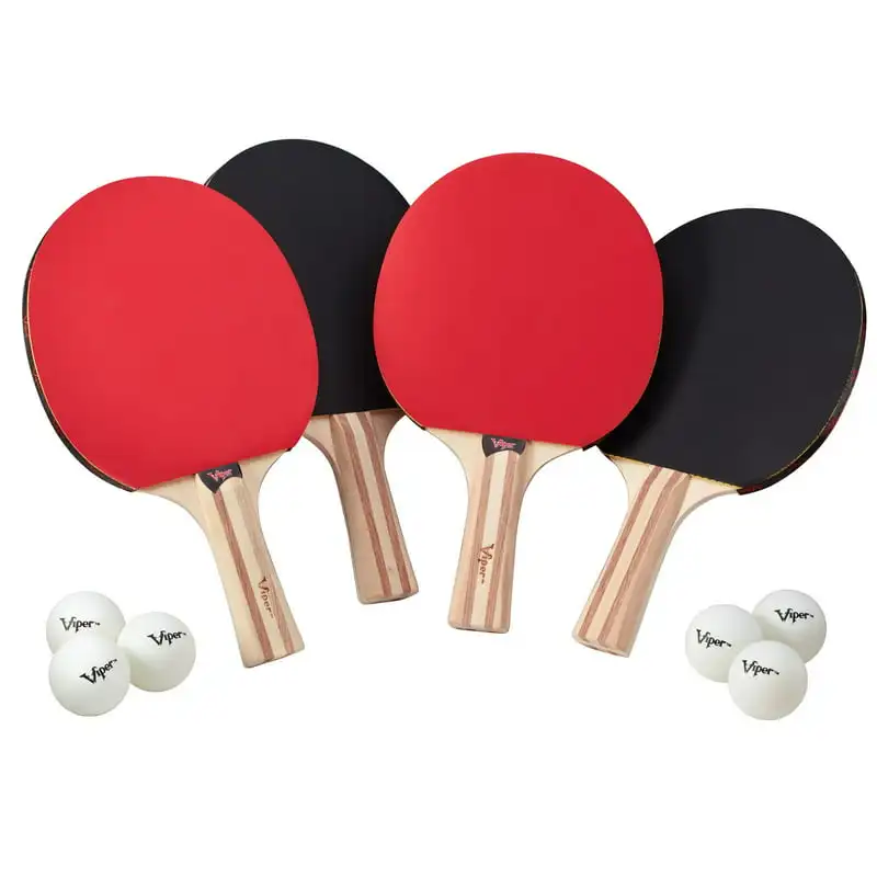 

Four Racket Table Tennis Set, Includes 4 Paddles and 6 Ping Pong Balls