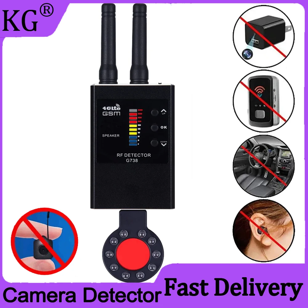 

Anti-Spy GPS Wireless Camera Detector Signal and Signals Finder Frequency Scan Camera Detector GSM Audio Bug IR RF Spy Gadgets