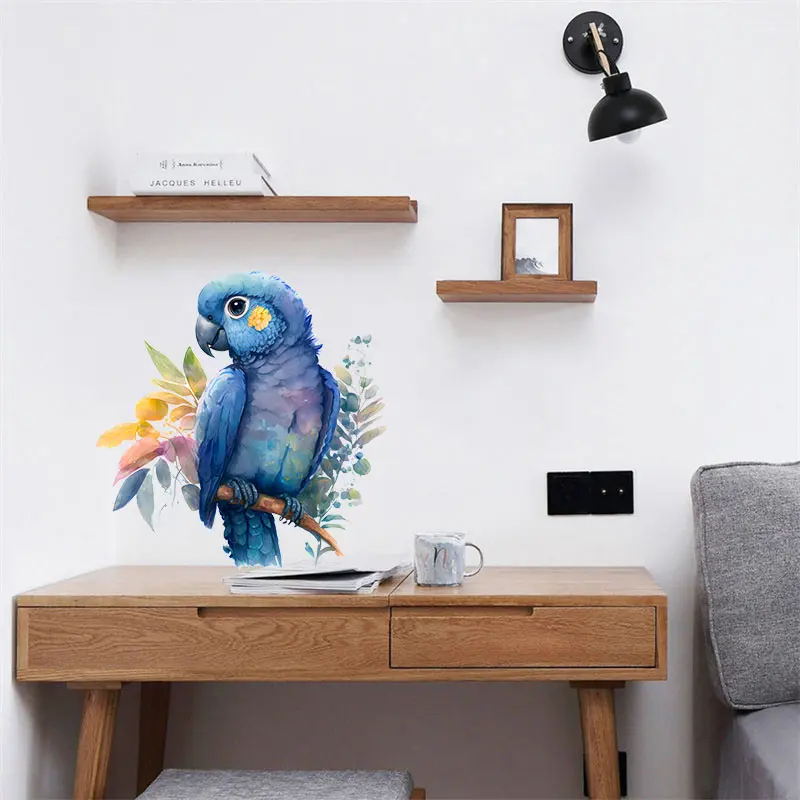 Hand painted Parrot Wall Sticker Home Decoration Toilet Living Room Cabinet Refrigerator Decals wall stickers wall sticker