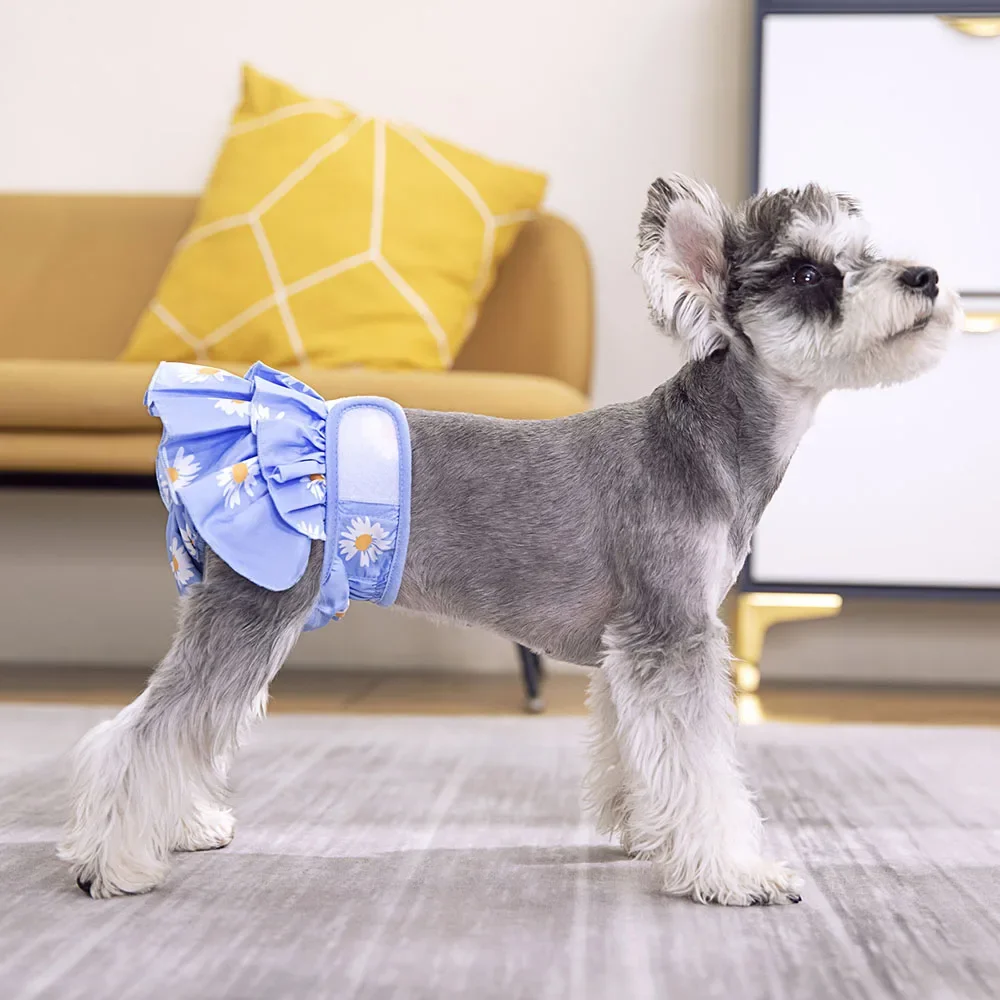 Dog Diapers Pet Diapers Dog Nappies Pet Physiological Pants Floral Female Dog Diapers Small Middle Dogs Chihuahua Teddy Breathable Shorts Underwear Pet Supplies