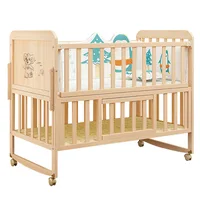 Lit pour enfants en bois massif, berceau Convertible pour tout-petits, berceau Portable, finition non toxique, matelas réglable, assemblage facile 6