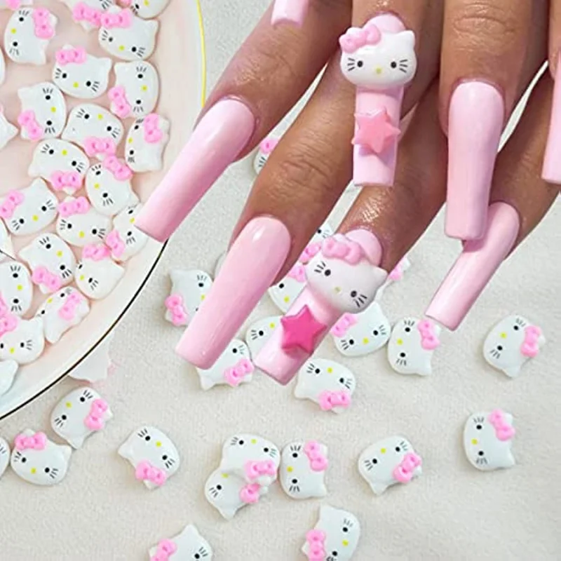 

20pcs Cartoon Nail Charms for Acrylic 3D Decoration Hello kitty Nail Jewelry for Women Girls Accessories DIY Craft Decoration