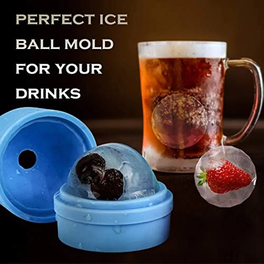 2 Pack Ice Cube Tray Diamond Ball Shape Food-grade Silicone Cube Tray Round Mold For Whisky Cocktails