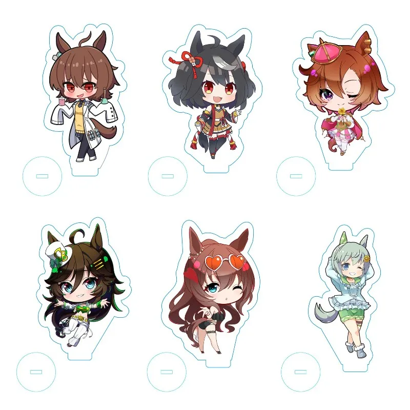 Japan Anime Pretty Derby Figures Tokai Teio Mejiro Mcqueen Gold Ship Supporti Acrilici Modello Q Versione Plate Desk Decor Cute Toys