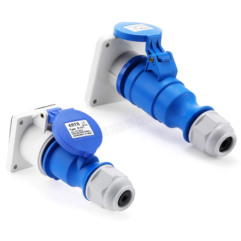 16A 32A 3 Core Aviation Power Plug Industrial Connector Cabinet Chassis Lighting Audio Plug IP44 Waterproof Wall Mounted Plug